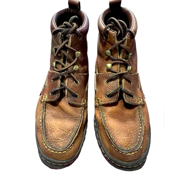 Justin LO991 Chip Brown Leather Lace-Up Moc Toe Chukka Boots Women US 8 medium - Picture 6 of 15